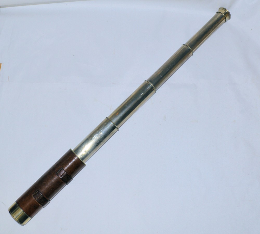 Telescope by E. & E. Emanuel with engraved nobility motif.