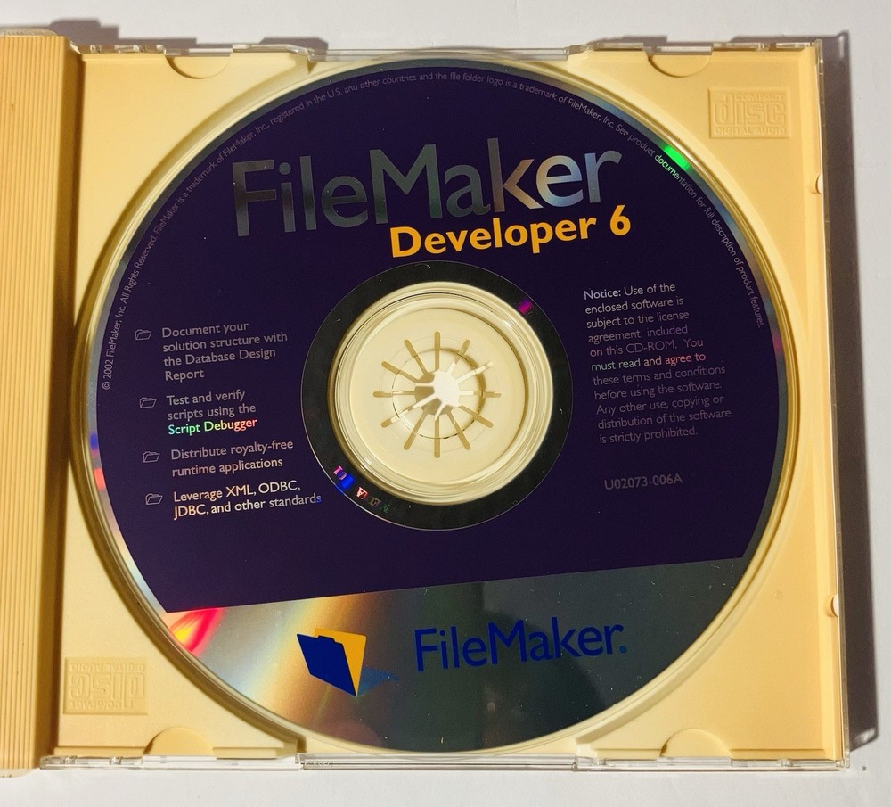 FileMaker Pro 6 Developer 6 Mac CD Software w Manual License Card 2002