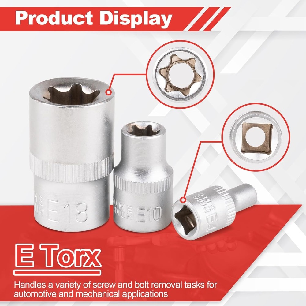 E-type Torx Star Female Sockets Bit Set 14 in 1 E4- E24 Torx Socket 14pcs