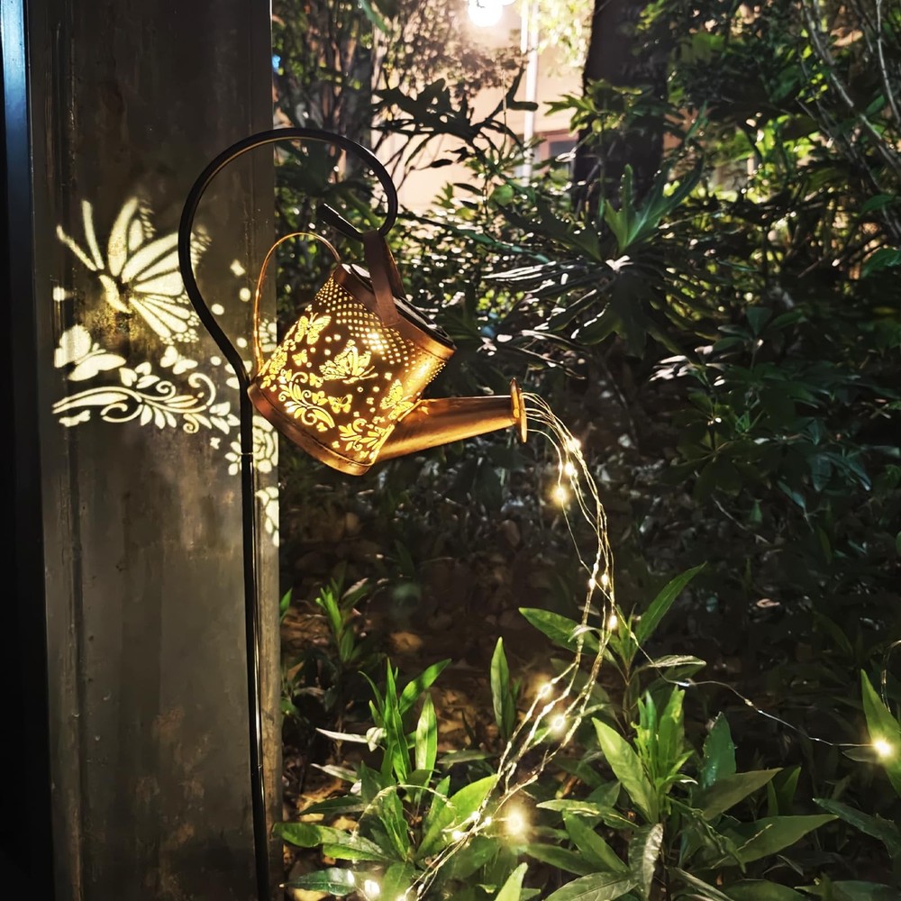 Solar Watering Can Lights,LED Lantern String Light Outdoor Bronze