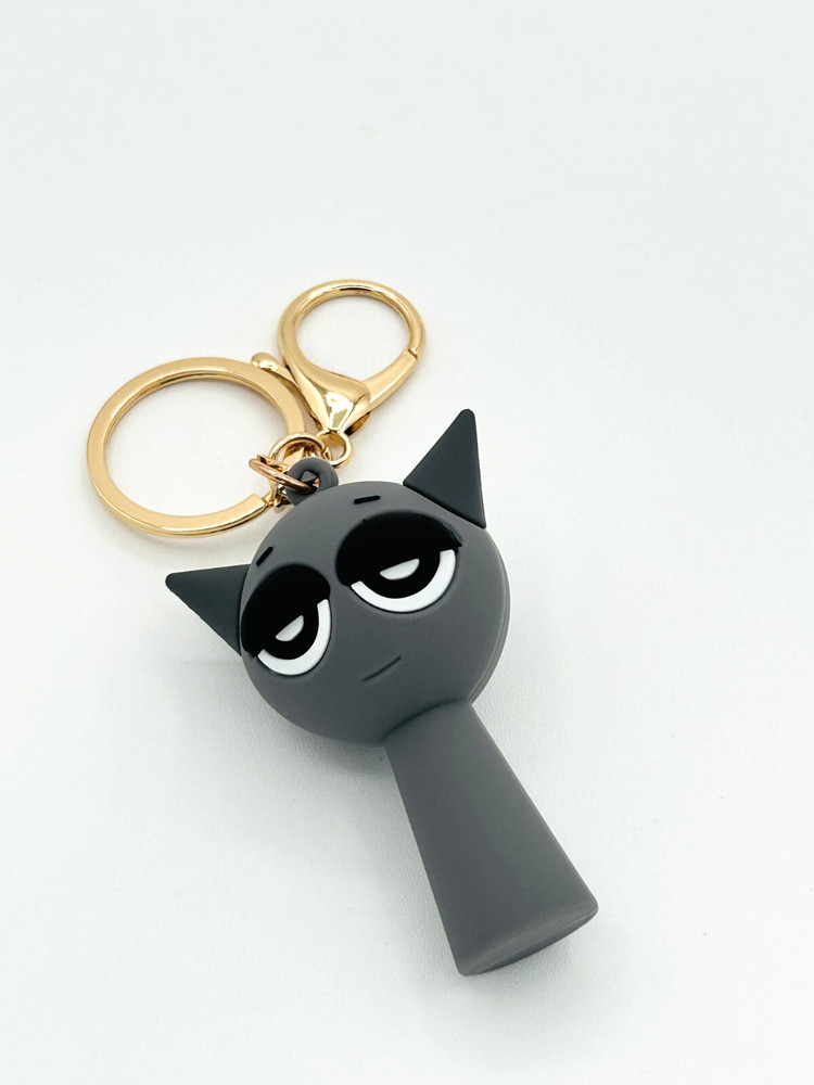 Grey Sprunki Keychain With Clip