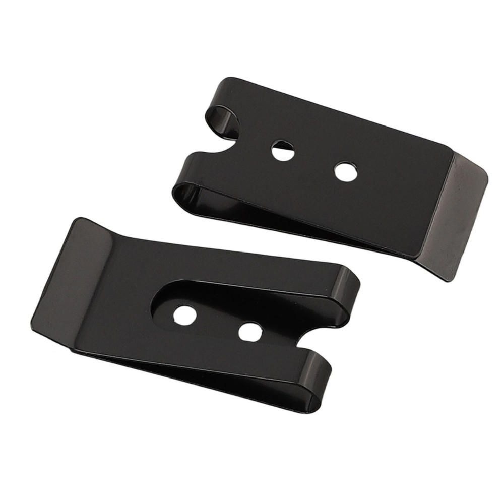 Practical Belt Clip Hook Securing Clip 2pcs Black Coated Finish Flat Base