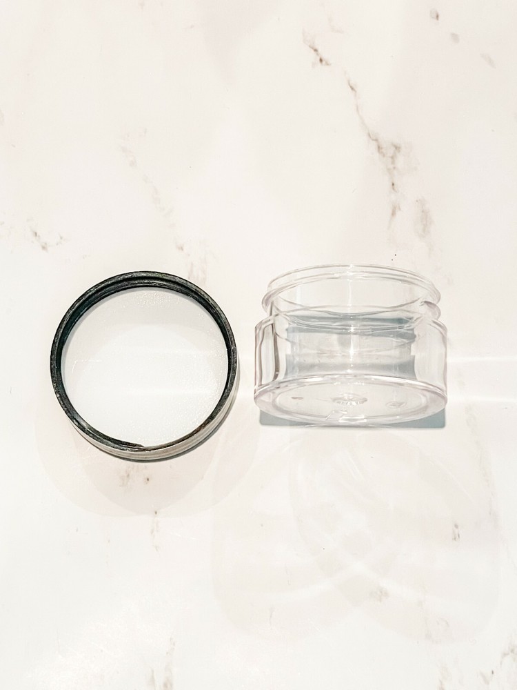 Clear Thick Wall Jar with Black Lined Cap 0.5oz NEW