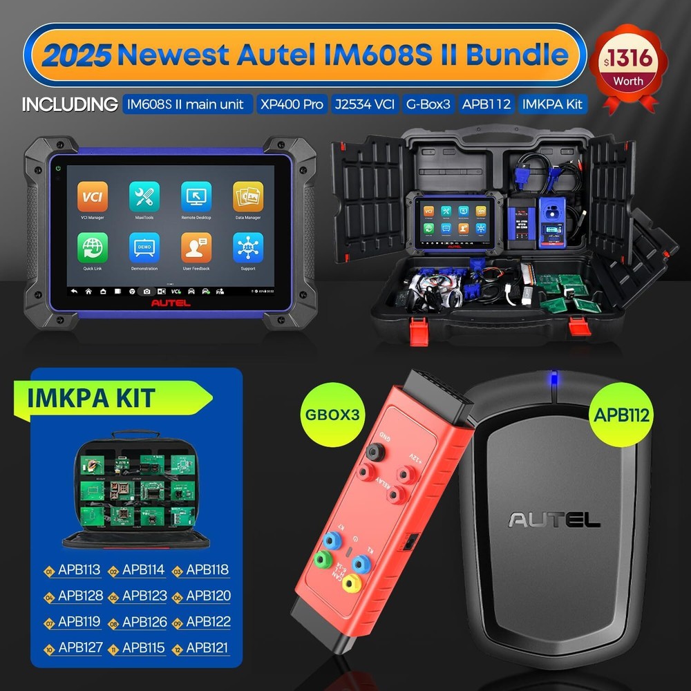 2025 Autel MaxiIM IM608 PRO II Kits IMMO Key Programming Diagnostic Scanner Tool