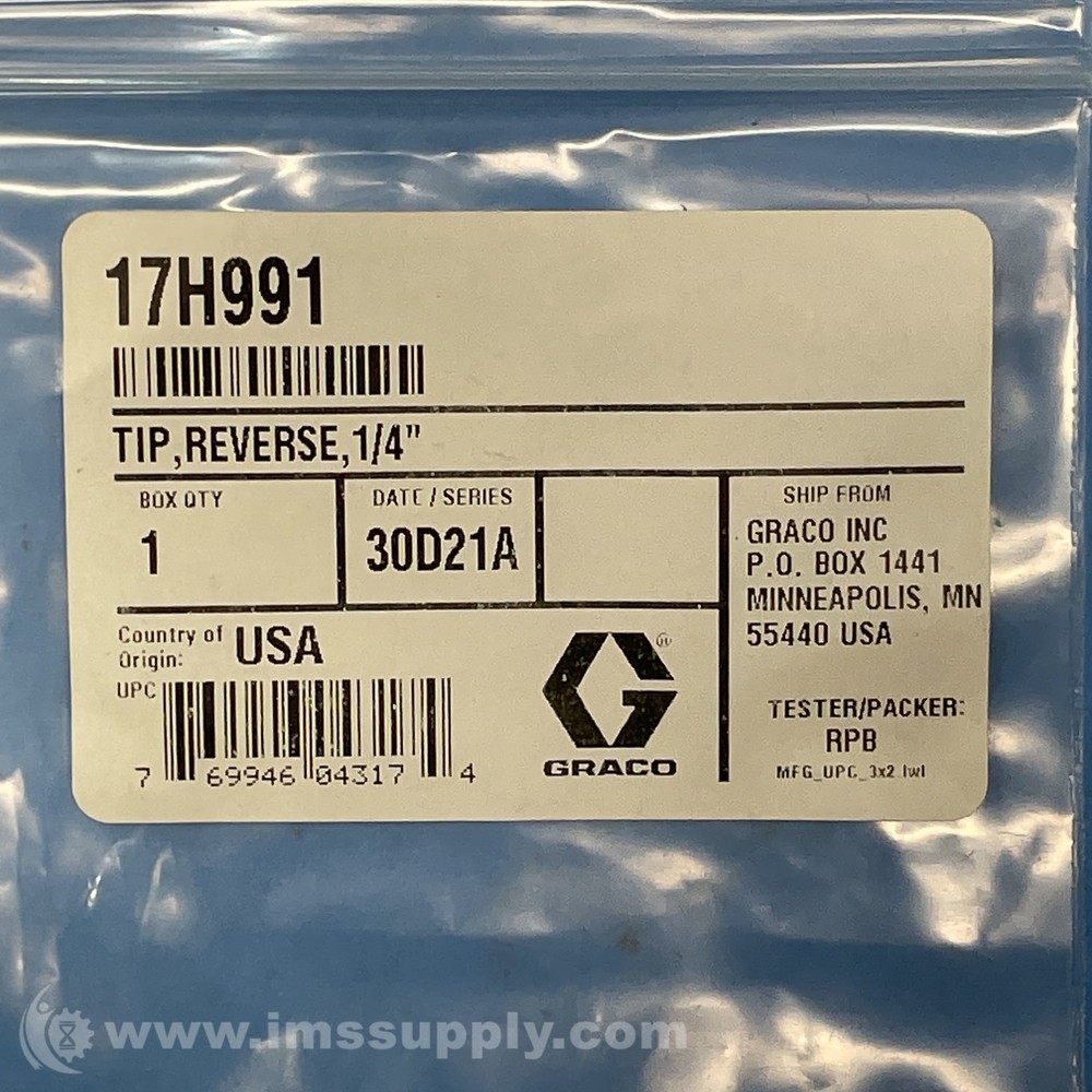 Graco 17H991 Reverse Tip, 1/4" FNFP