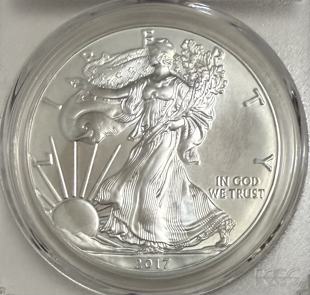 2017 PCGS Brilliant Uncirculated Silver Eagle $1 - Flag Label - Paradise Mint