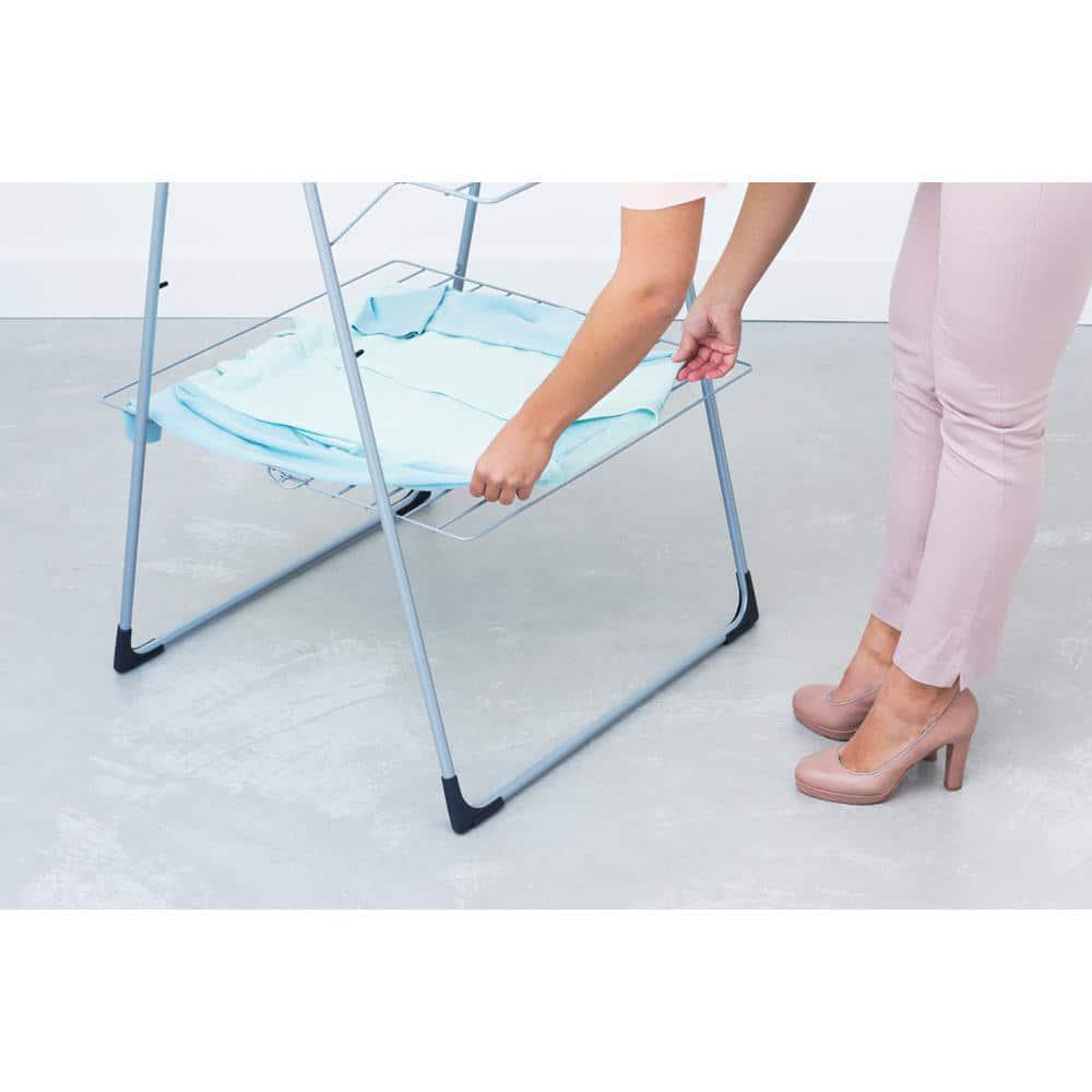 Tower Clothes Laundry Drying Rack Metallic Gray Adjustable Wings Foldable New