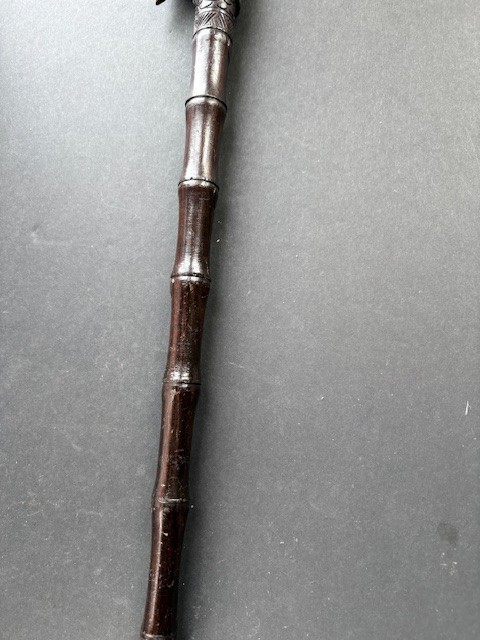 WW2 CARVED WOOD LION HANDLE SWAGGER STICK