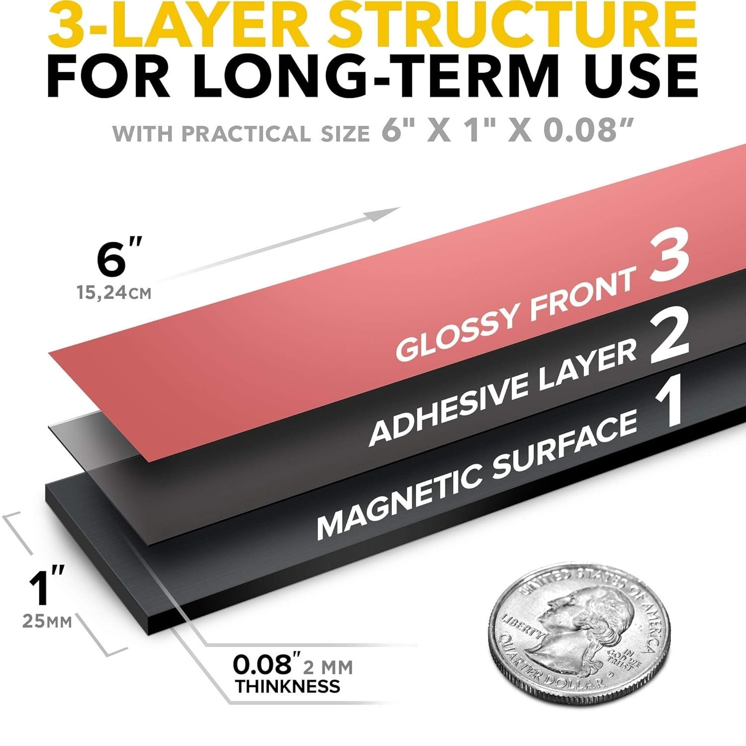 Durable Adhesive Magnetic Tool Holder Strips - 6 Black Magnetic Tape for Crafts