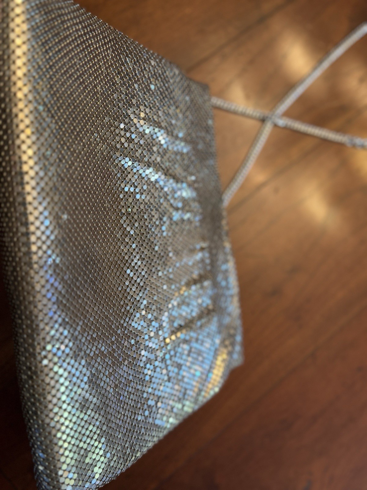 Vintage Whiting & Davis Silver Tone Mesh Evening Purse Rhinestone