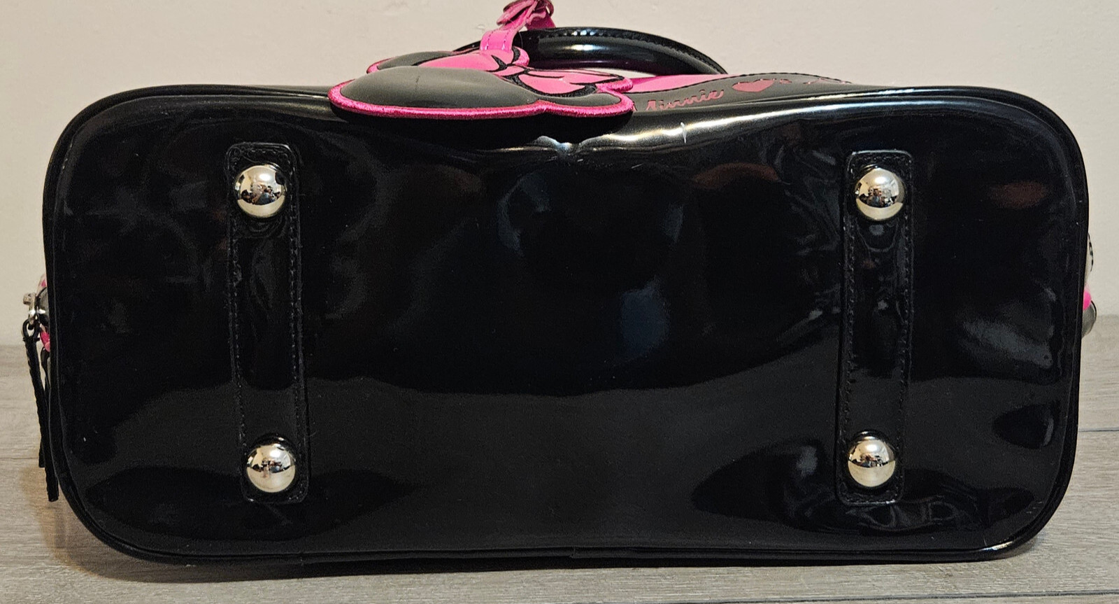 DISNEY x LOUNGEFLY Pink Minnie Loves Mickey Large Dome Satchel Bowling Bag NWD