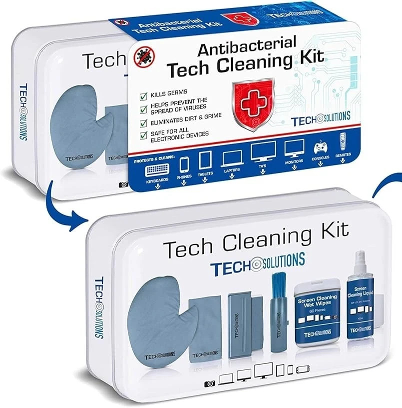 Tech Solutions Antibacterial Tech Cleaning Kit For Tablets, Screens, Remotes