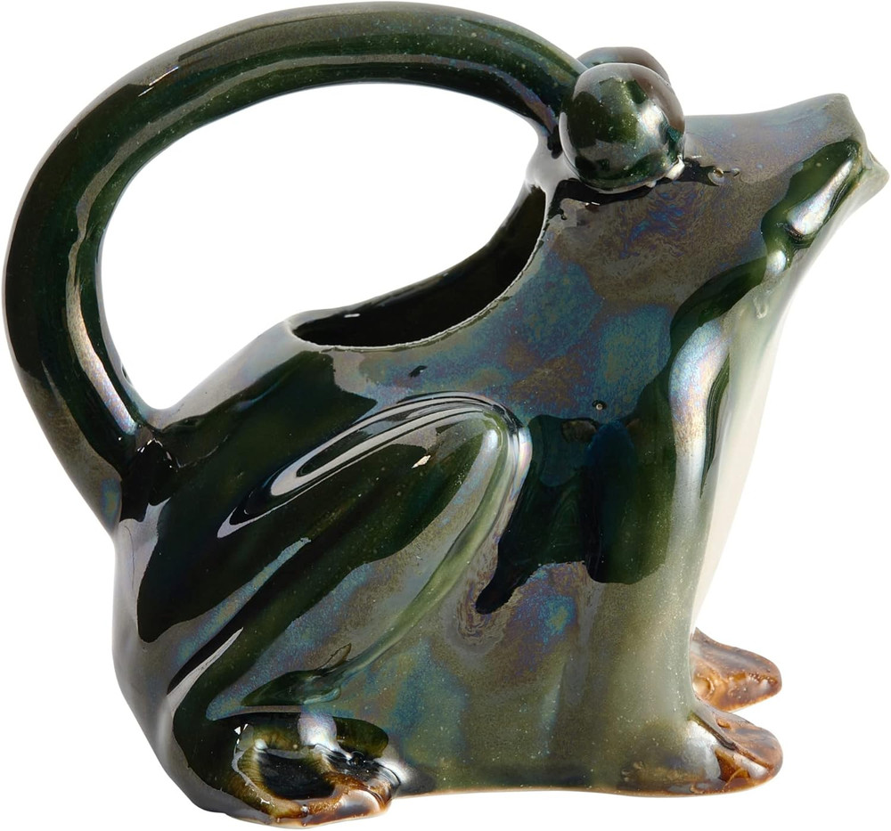Stoneware Frog Watering Pitcher, Green