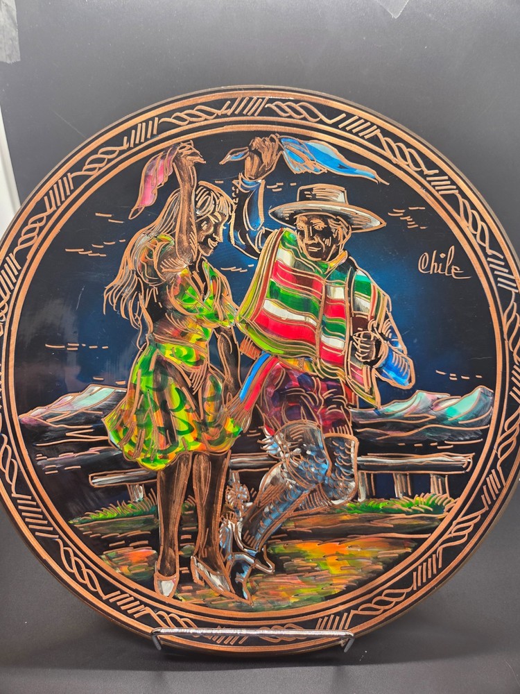 Painted Chiean Copper Decorative Plate