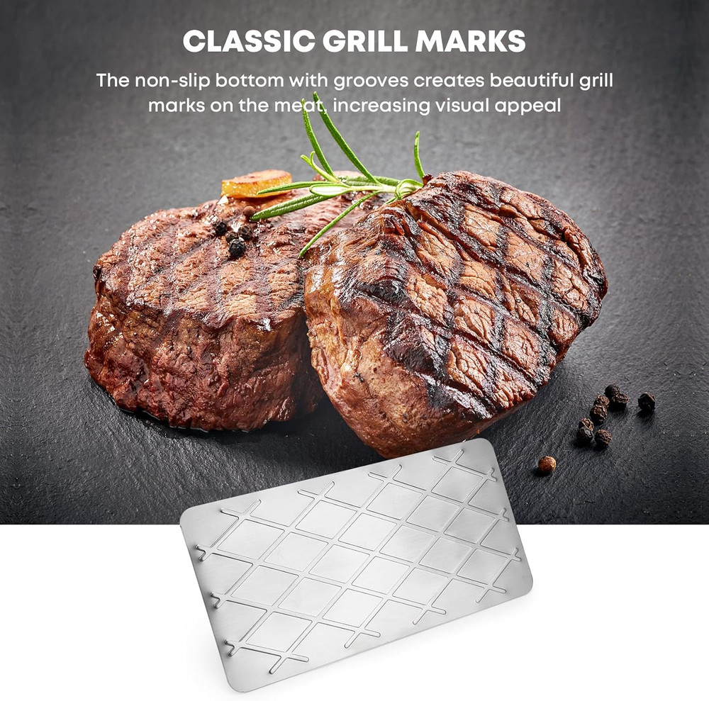 Stainless Steel Bacon Press for Griddle, 9” X 4.5”Rectangular Grill Press BBQ Pr