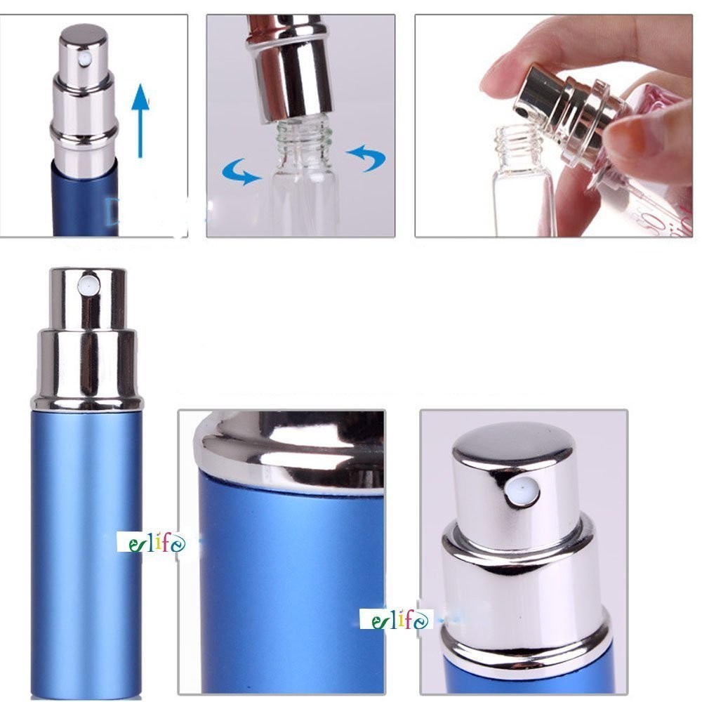 6 Pack Portable Mini Refillable Perfume Atomizer Set, 6ml Spray Bottles, Funnels