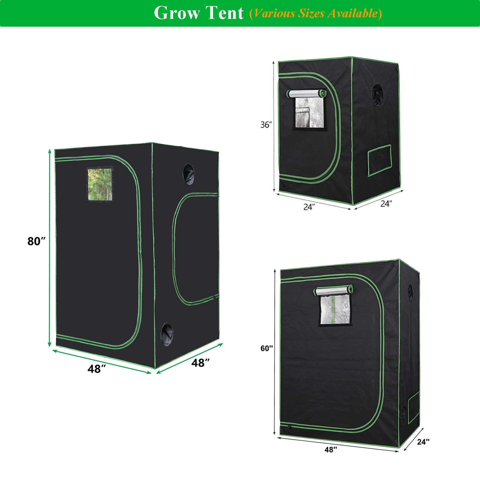 Grow Tent Hydroponic Mushroom 2x2/2x4/4x4 Grow Tent Kit with Observation Window