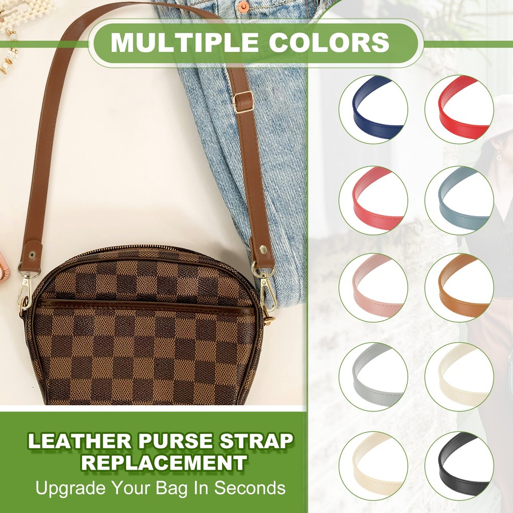 51" Leather Purse Strap Replacement Silver Buckle for Handbag(2 Pack, Gray)