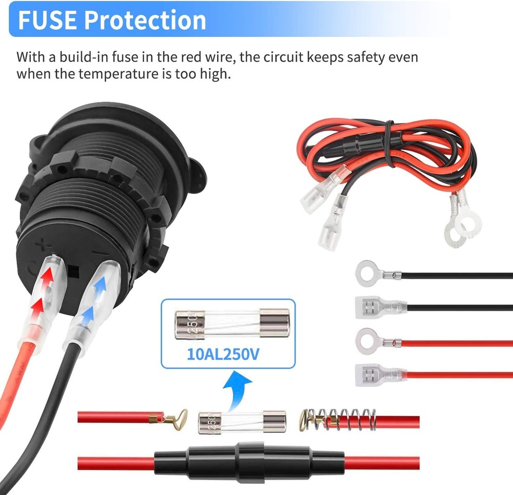 12V Car Cigarette Lighter Socket Waterproof and Dustproof plug socket for Car