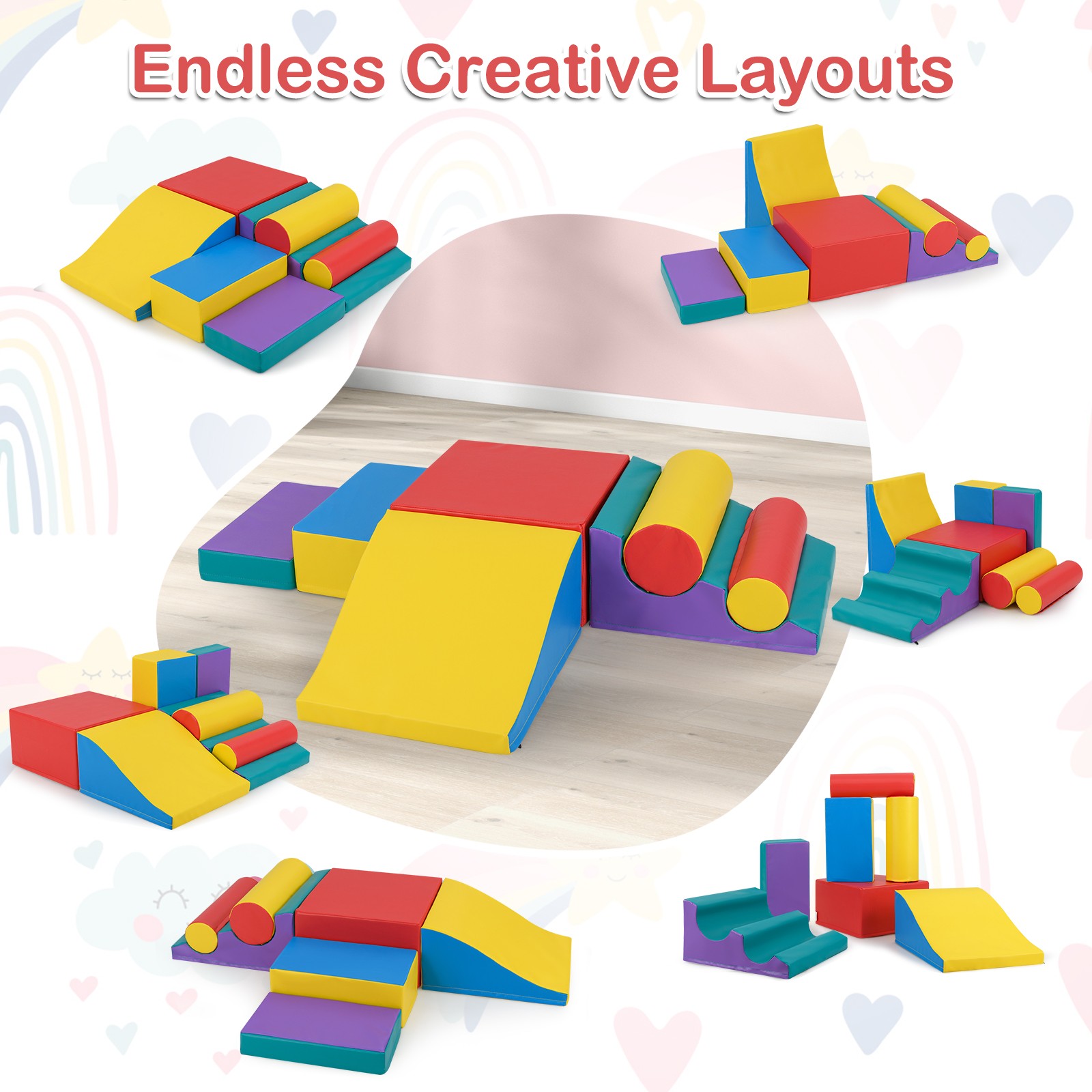 7 PCS Toddler Climbing Blocks w/Hook & Loop Fasteners, Gift for 1+ Baby