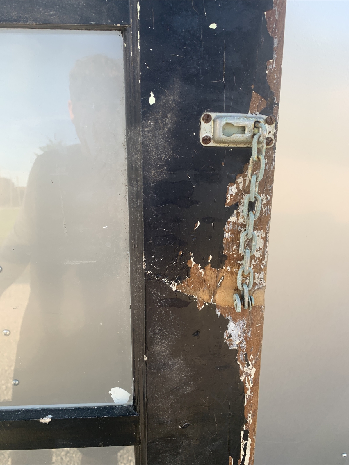 24" Door Wood French Door 4 Glass Pane Windows Rustic Patina Barn Repurposed