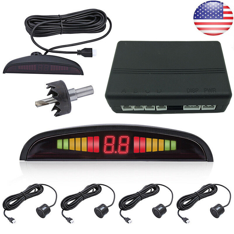4 Sensors Parking Sensor Car Reverse with LCD Display Audio Buzzer Alarm kit USA