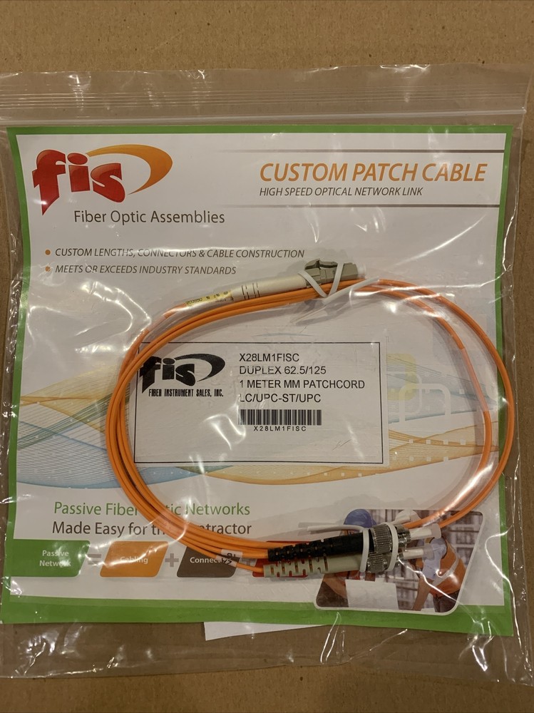 FIS Fiber Optic Patch Cable, Multimode MM, LC/UPC to ST/UPC -- 1 Meter