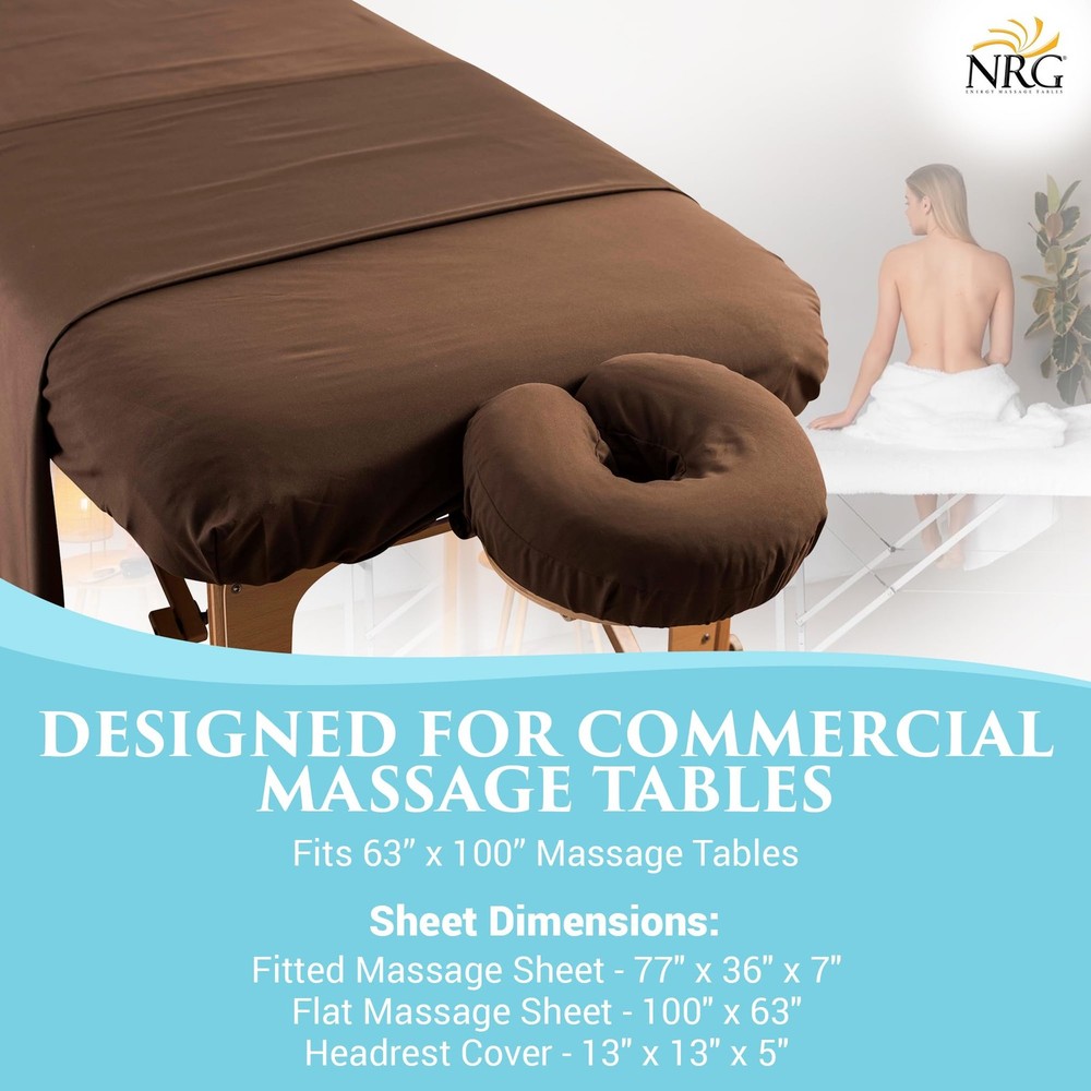 Premium Microfiber 3 Piece Massage Set by - Includes Massage Table Flat , Fit...