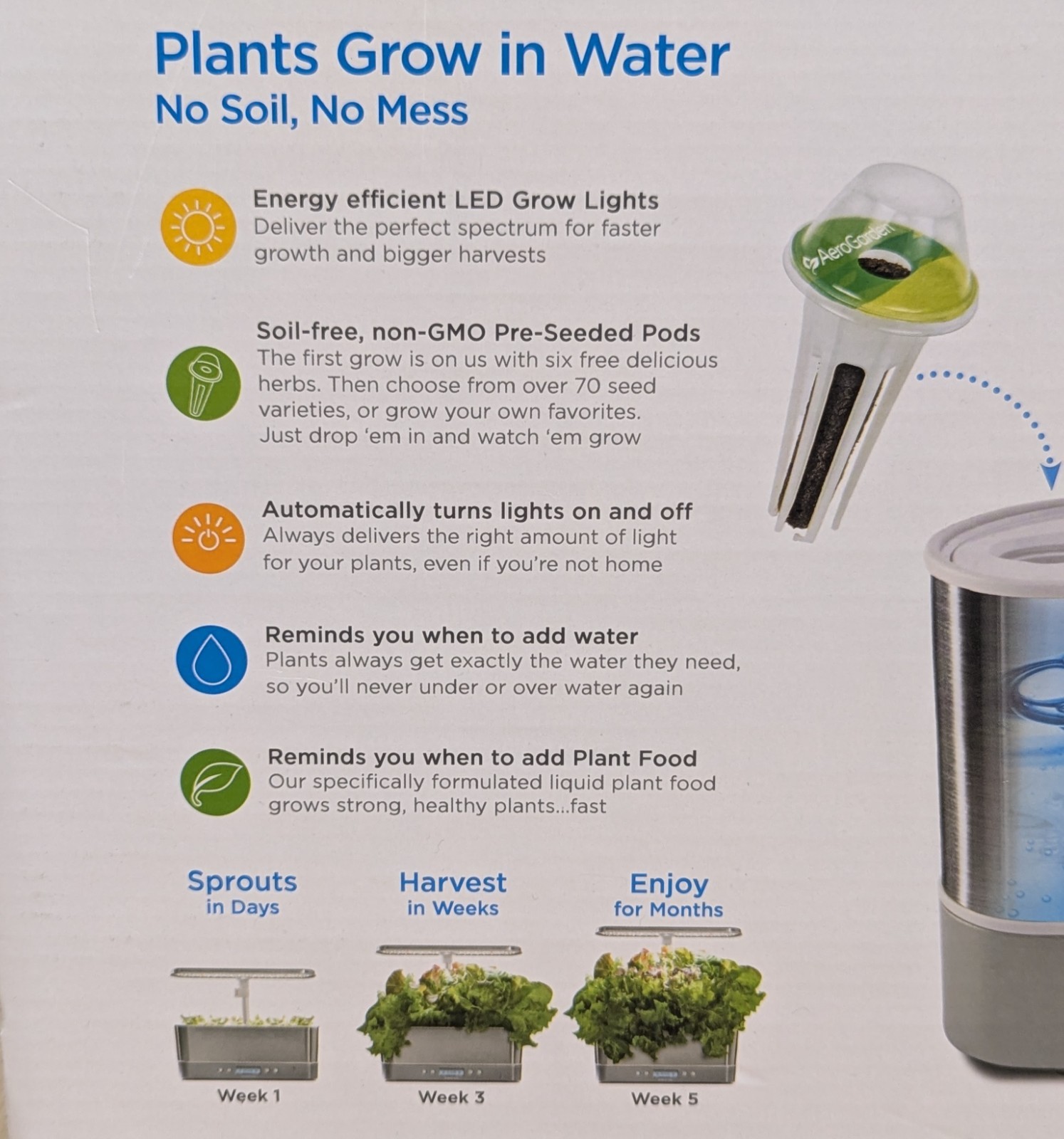 New AeroGarden Harvest Elite Slim 6 Pods Indoor Garden 901124-1300