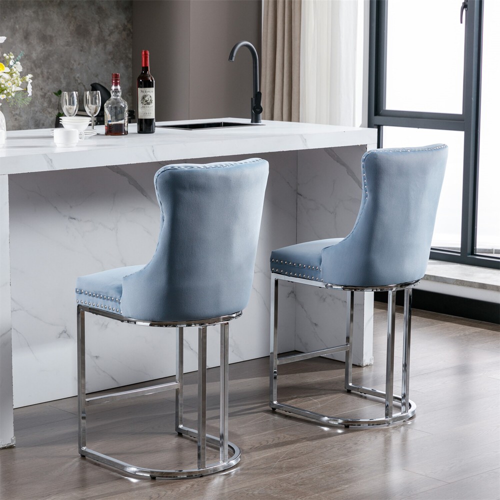 2PCS Bar Stools 26'' Modern Counter Height Barstools Kitchen Dining Chairs