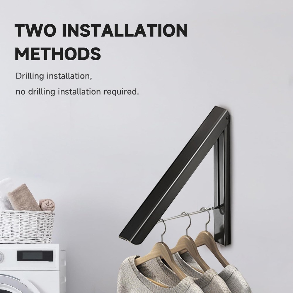 Retractable Clothes Drying Rack Wall Mount Foldable Aluminum Laundry Hanger