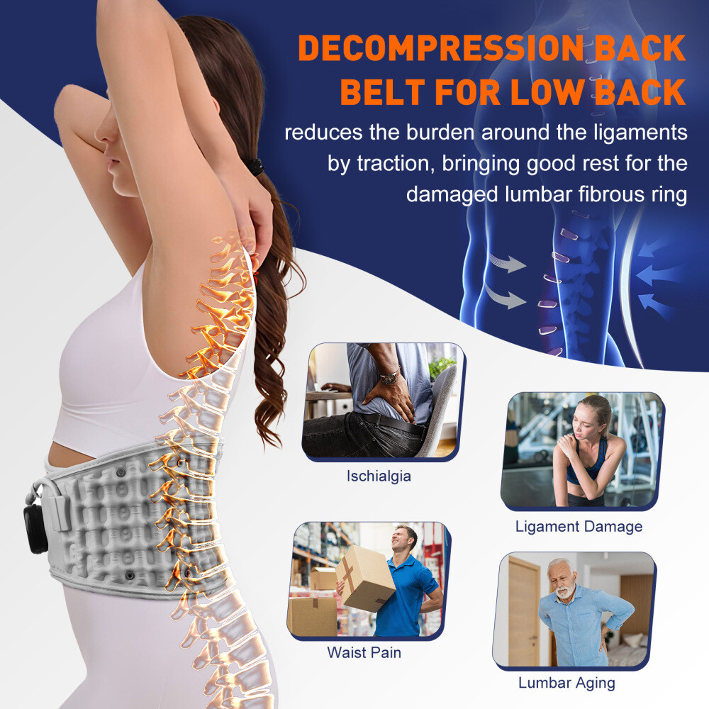 Inflatable Decompression Back Belt with Red Light Heating and Vibration Massager