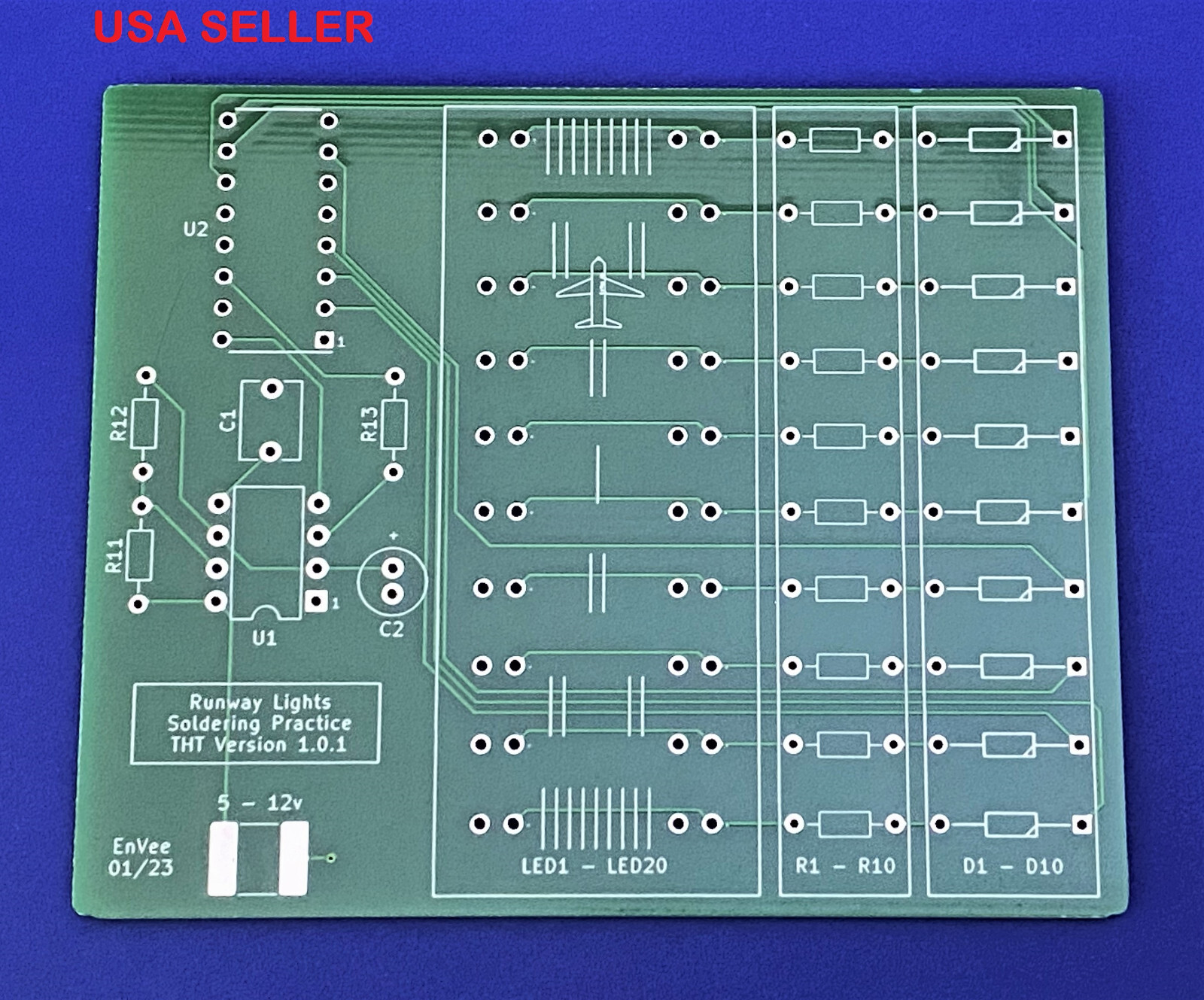 Electronics Soldering Practice Circuit Board Kit - Runway Lights