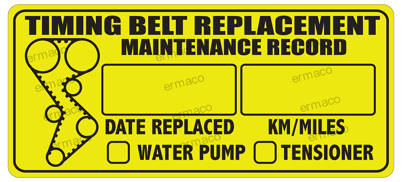 (Qty 3) TIMING BELT WATER PUMP TENSIONER REPLACEMENT POLYESTER STICKERS LABELS