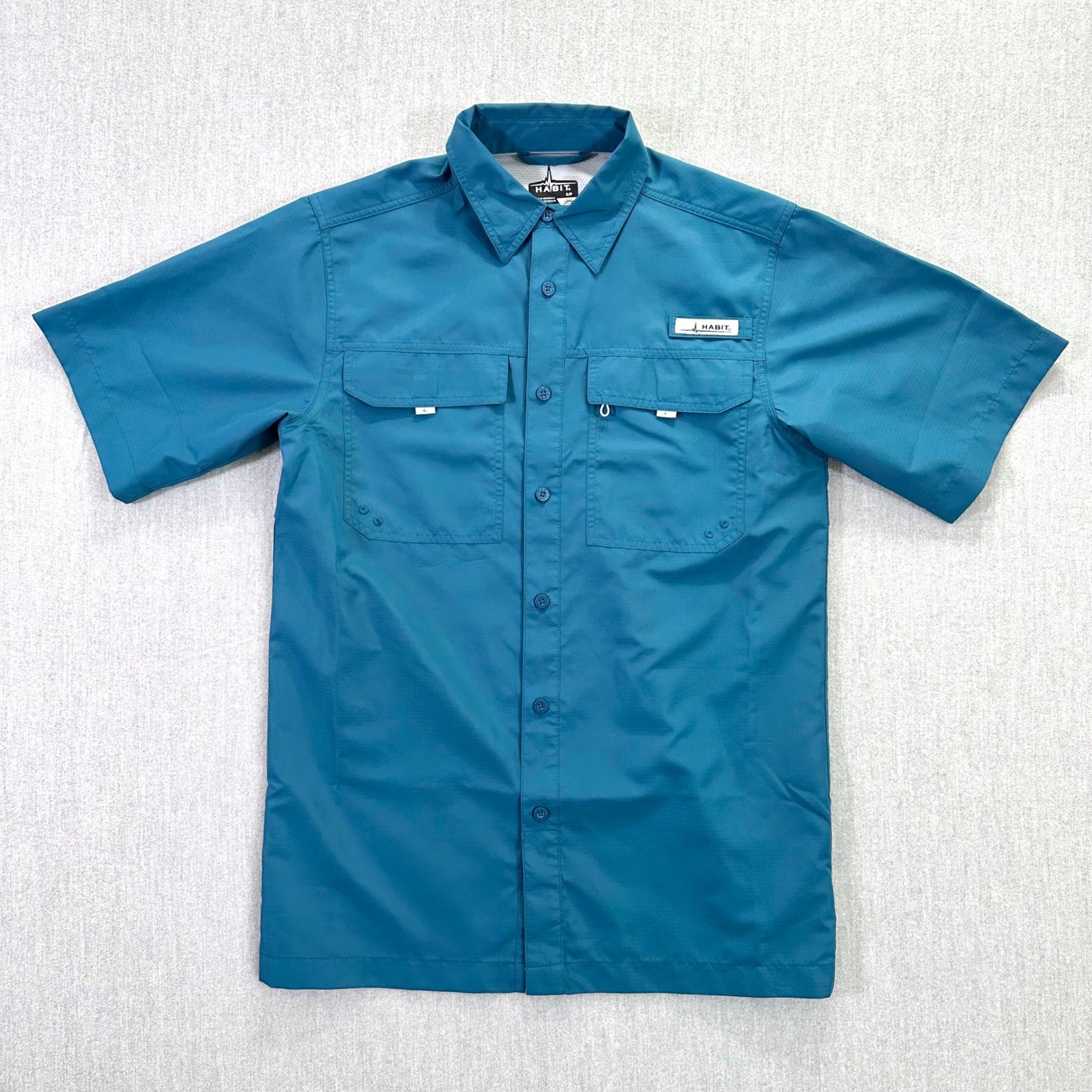 Habit Vented Fishing Shirt Men's Small Blue Short Sleeve Outdoors UPF 40+ Solar