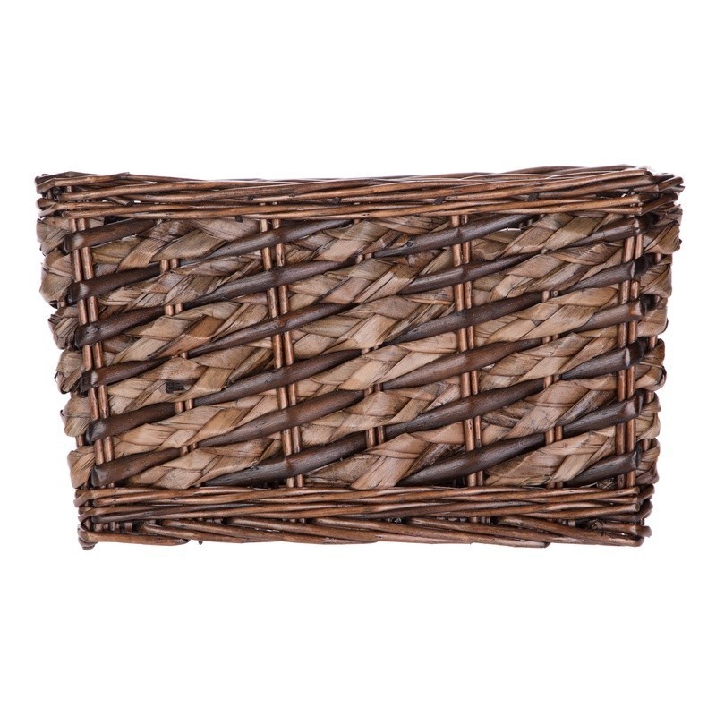 Brown Rectangle Willow & Rush Basket Compact Lightweight