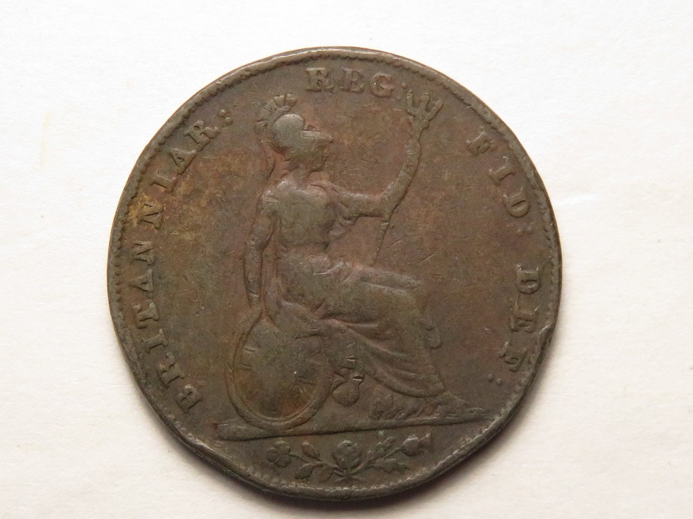 1853 Great Britain Farthing, Damaged