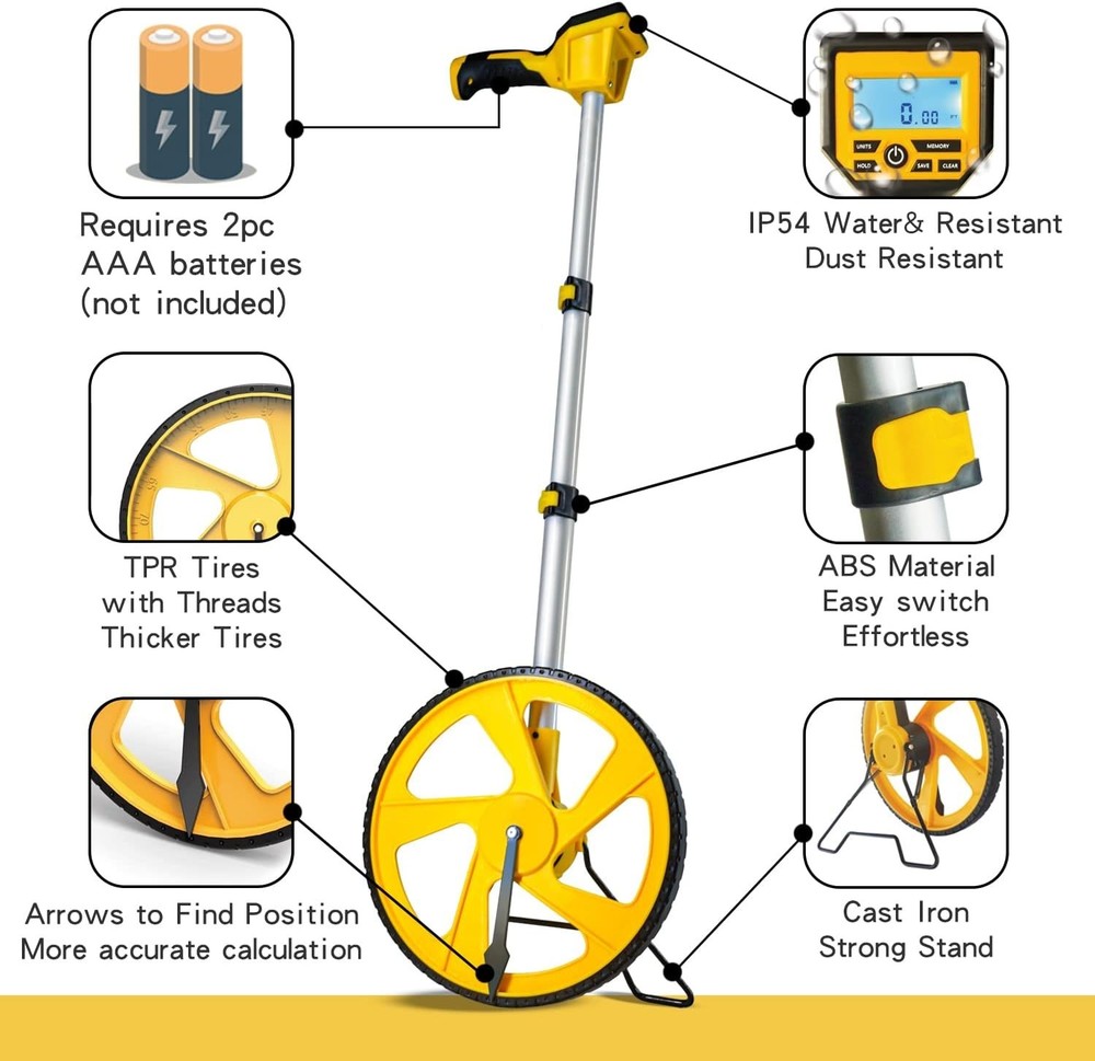 Digital Measuring Wheel High Precision Backlit Display Metric Imperial