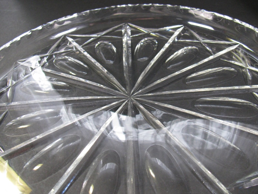 Vtg WM ROGERS Silverplate Etched 12 1/4" Platter Tray & Crystal Platter Insert