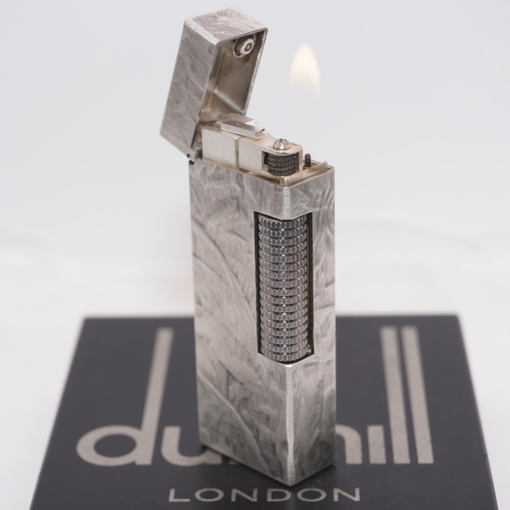 Dunhill Lighter Silver plate Silk Moire Pattern_Ultrasonically cleaned