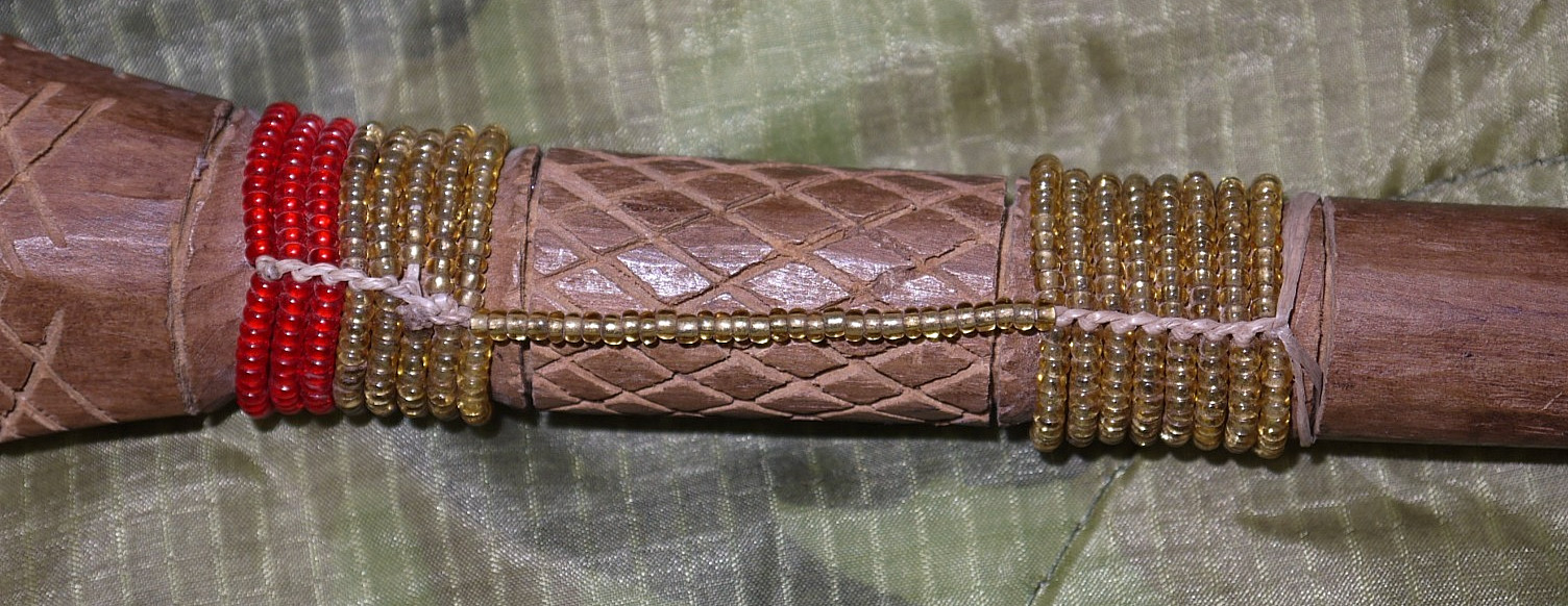 Authentic Hand Carved Wooden African Short Shaft Spear with beaded grip