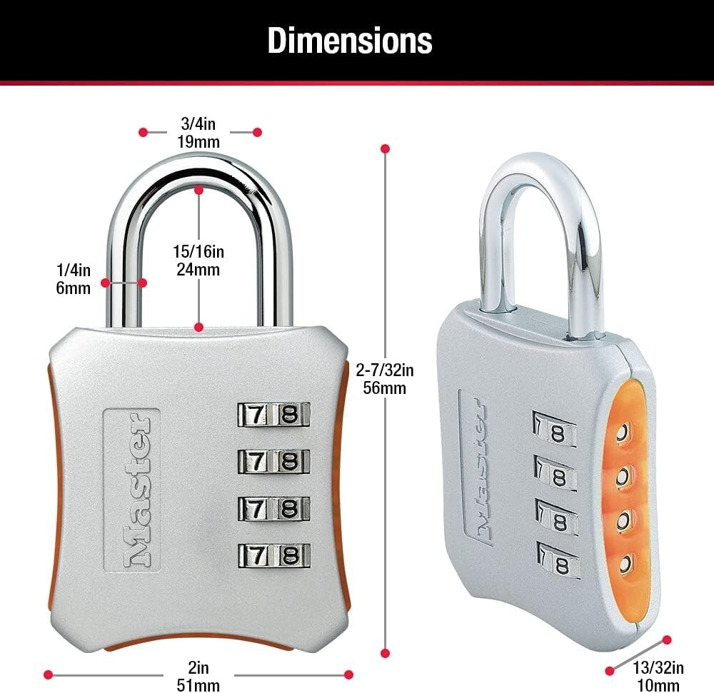 BLUE Master Lock Resettable Combination Locker Lock for Gym and School 653D