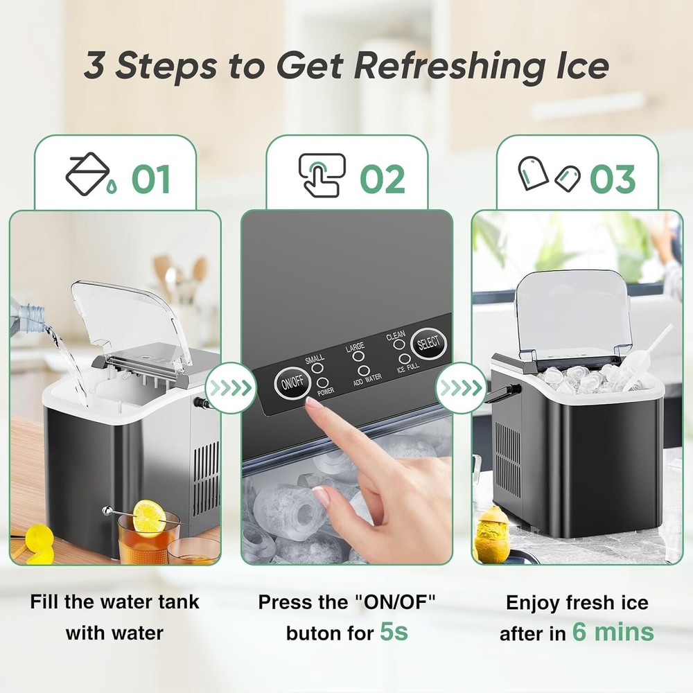 Portable Ice Maker Countertop Nugget sized ice cube