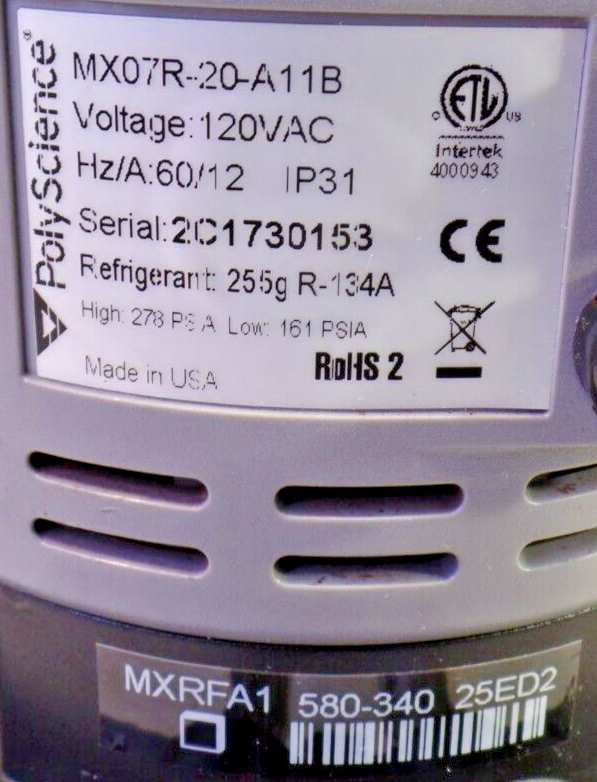 PolyScience MX07R-20-A11B MX Temperature Controller Unit, For Parts/Repair