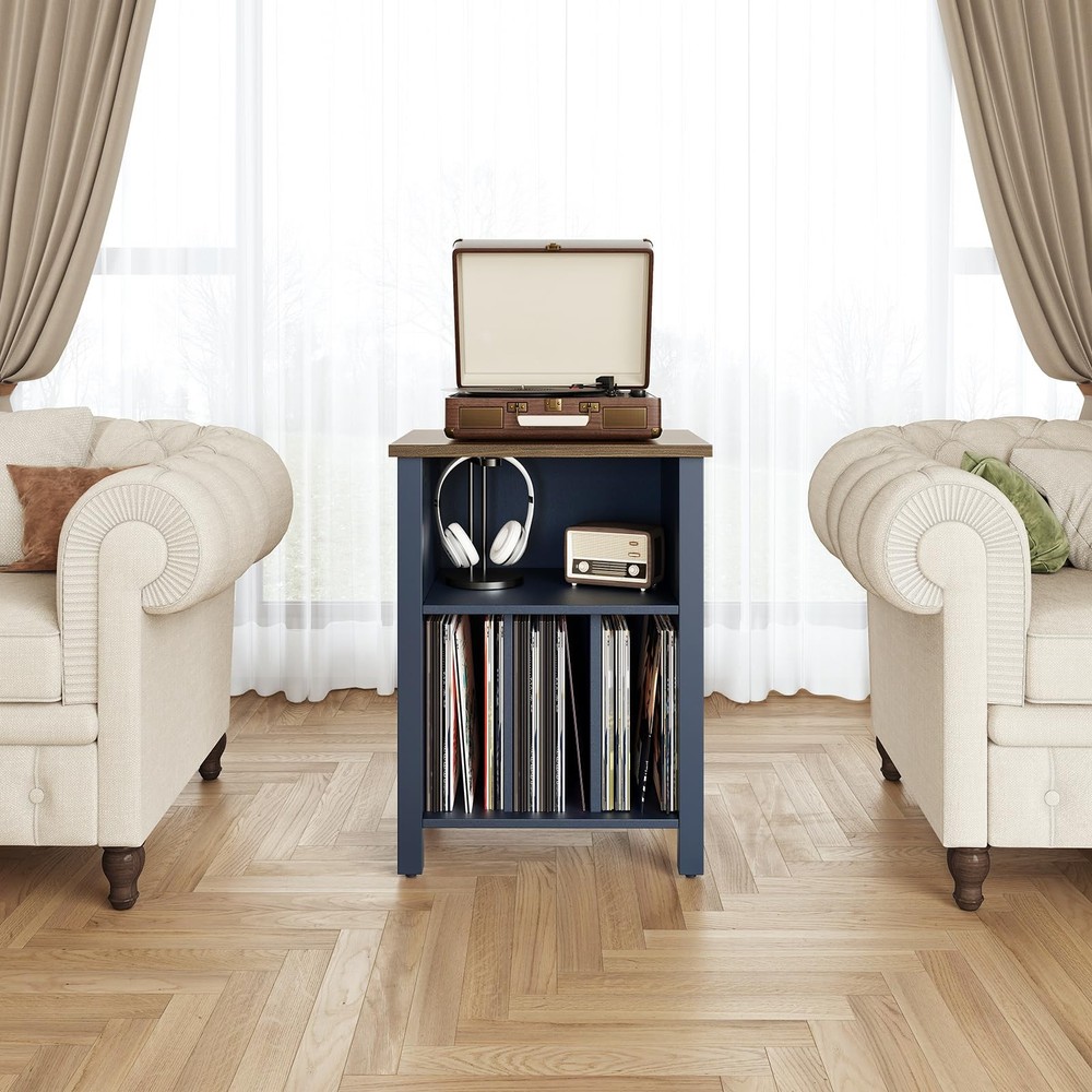 LIDYUK Record Player Stand, Vinyl Record Storage Table End Table with Display...