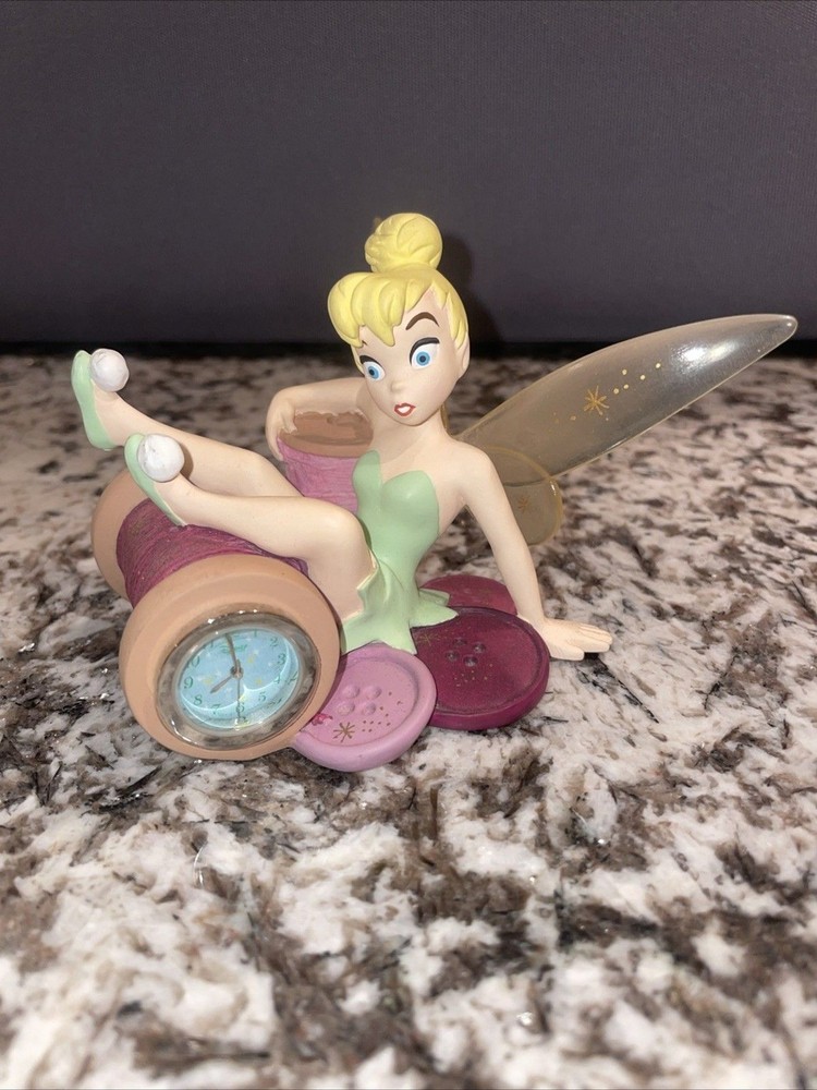 Disney Tinkerbell With Spool, Thimble, Buttons, And Timepiece