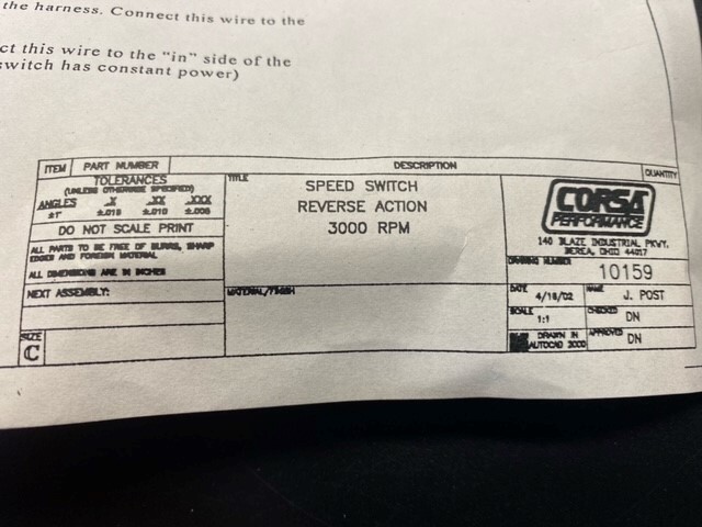 CORSA REVERSE ACTION SPEED SWITCH