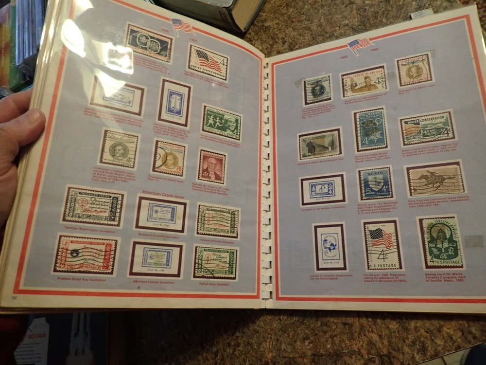 1971 Scott USA Stamp Album - 603 most used/cancelled stamps - spiral bound