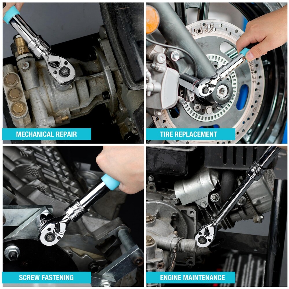 DURATECH 3/8" Drive Extendable Ratchet 90-Tooth Quick-release Ratchet 4 Sections