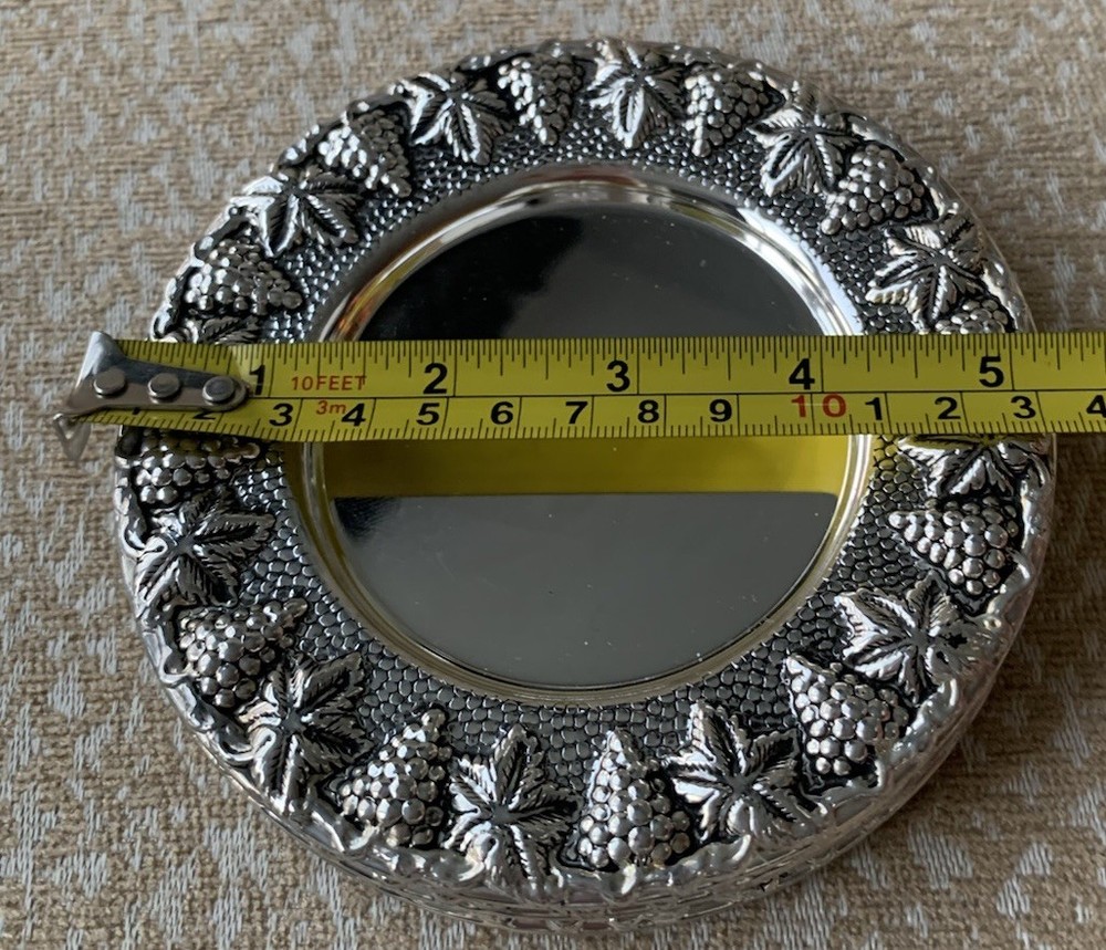 Set of 4 Godinger Silver Art Coasters Grape Pattern